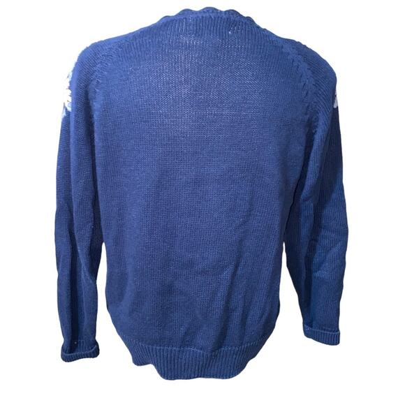 Vintage Chunky Knit embroidered applique sweater scalloped hem pearl buttons - Picture 4 of 6